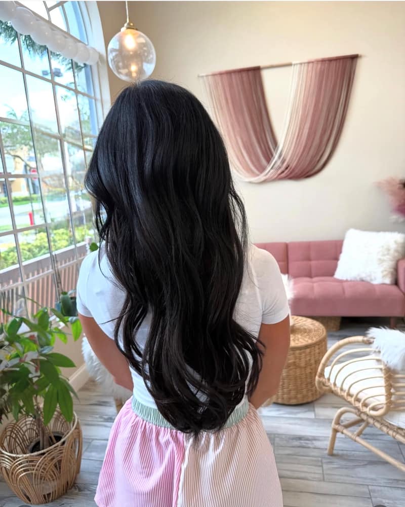 Long dark layers with natural movement from I-tip extensions